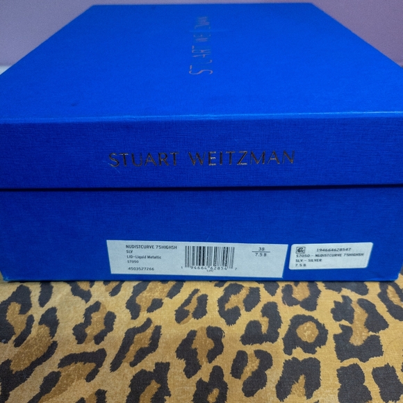 Stuart Weitzman Nudist Curve Braided Sandals Silver Liquid Metallic 7.5 - Picture 6 of 6